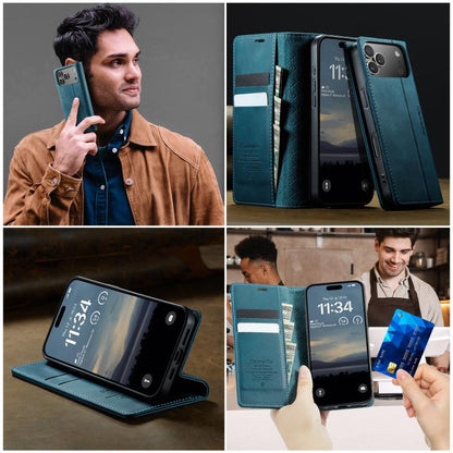 For iPhone 17 Pro CaseMe 033 Calf Leather Lining Microfibre RFID Blocking Phone Case(Green) by CaseMe