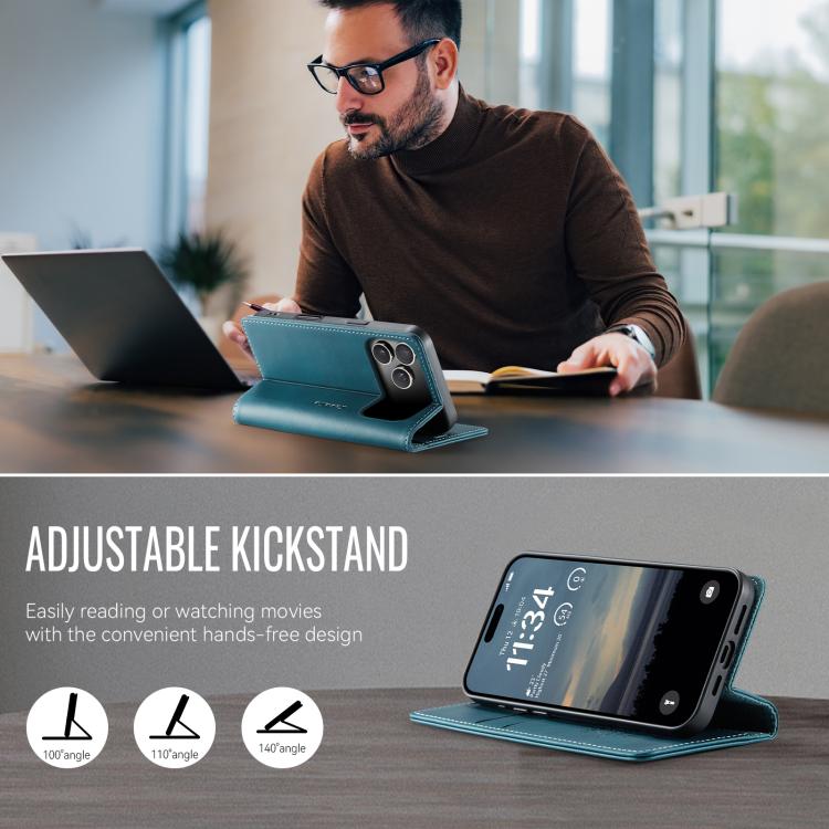 For iPhone 17 Pro CaseMe 033 Calf Leather Lining Microfibre RFID Blocking Phone Case(Green) by CaseMe