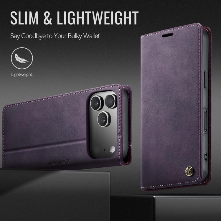 For iPhone 17 Pro CaseMe 033 Calf Leather Lining Microfibre RFID Blocking Phone Case(Purple) by CaseMe