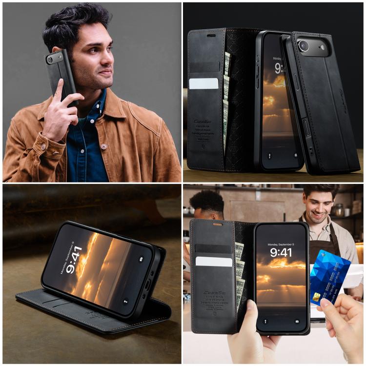 For iPhone Air CaseMe 033 Calf Leather Lining Microfibre RFID Blocking Phone Case(Black) by CaseMe