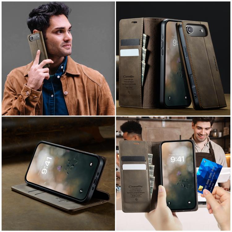 For iPhone Air CaseMe 033 Calf Leather Lining Microfibre RFID Blocking Phone Case(Coffee) by CaseMe