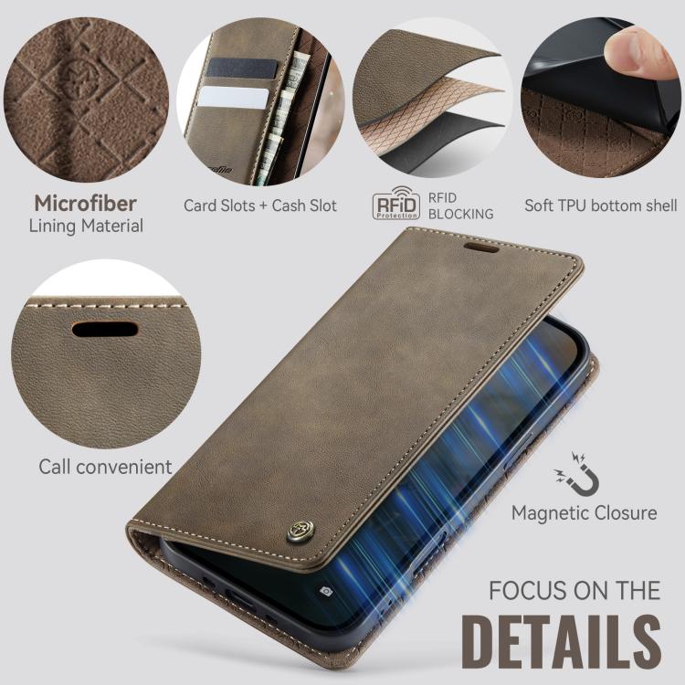 For iPhone Air CaseMe 033 Calf Leather Lining Microfibre RFID Blocking Phone Case(Coffee) by CaseMe