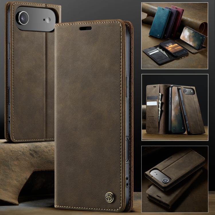 For iPhone Air CaseMe 033 Calf Leather Lining Microfibre RFID Blocking Phone Case(Coffee) by CaseMe