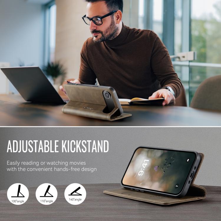 For iPhone Air CaseMe 033 Calf Leather Lining Microfibre RFID Blocking Phone Case(Coffee) by CaseMe