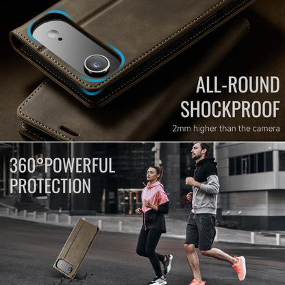 For iPhone Air CaseMe 033 Calf Leather Lining Microfibre RFID Blocking Phone Case(Coffee) by CaseMe