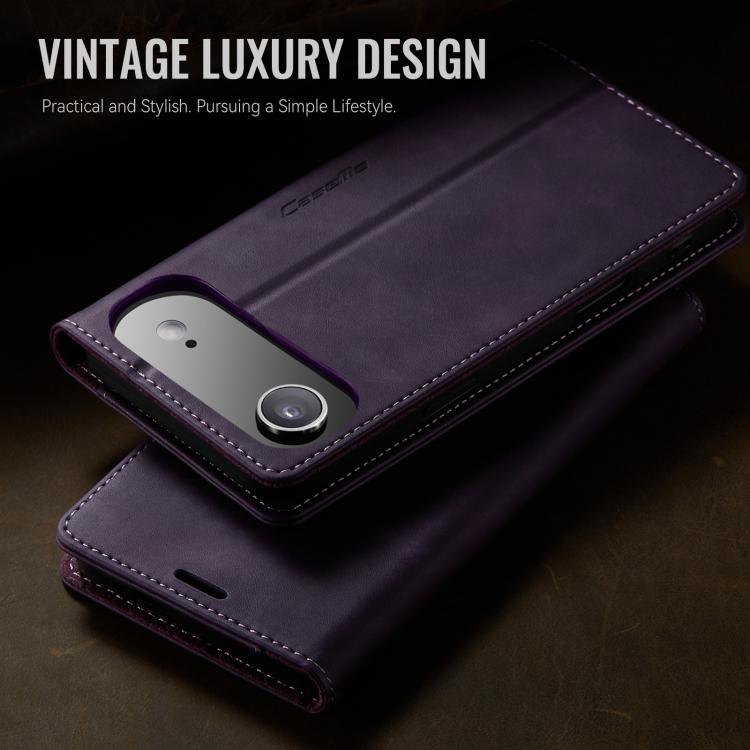 For iPhone Air CaseMe 033 Calf Leather Lining Microfibre RFID Blocking Phone Case(Purple) by CaseMe