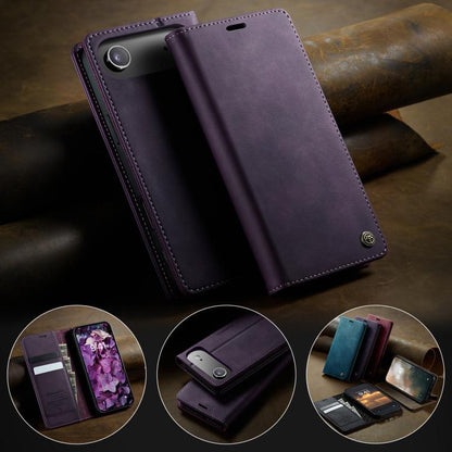 For iPhone Air CaseMe 033 Calf Leather Lining Microfibre RFID Blocking Phone Case(Purple) by CaseMe