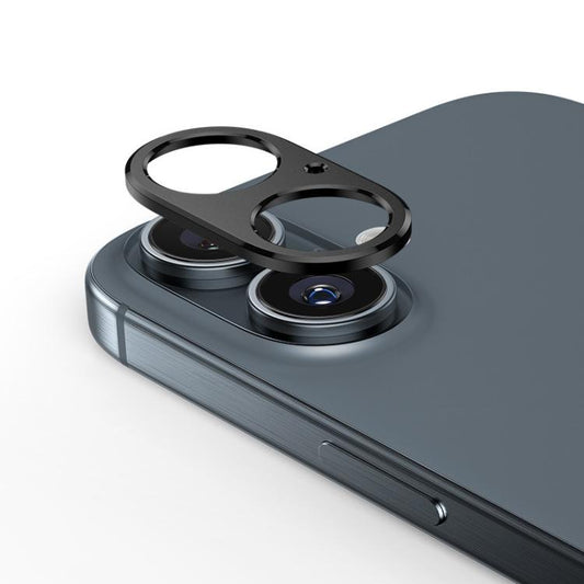 For iPhone 16 Kalebol Metal Hollow Lens Protection Ring(Black) by Kalebol