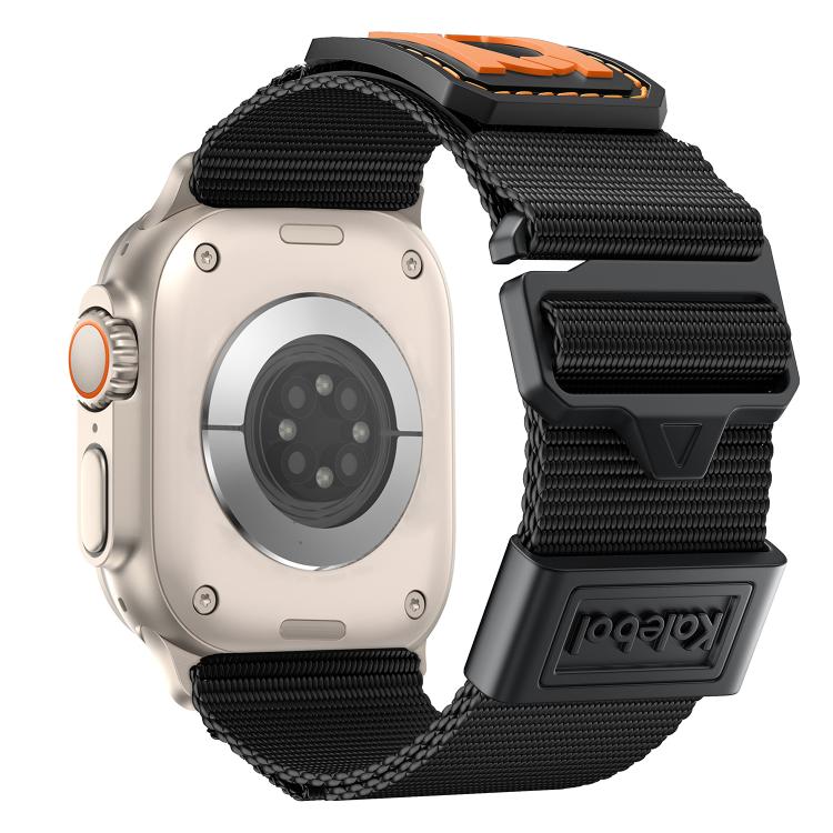 For Apple Watch 46mm / 49mm / 45mm / 44mm Kalebol Braided Nylon Sport Watch Band(Black) by Kalebol