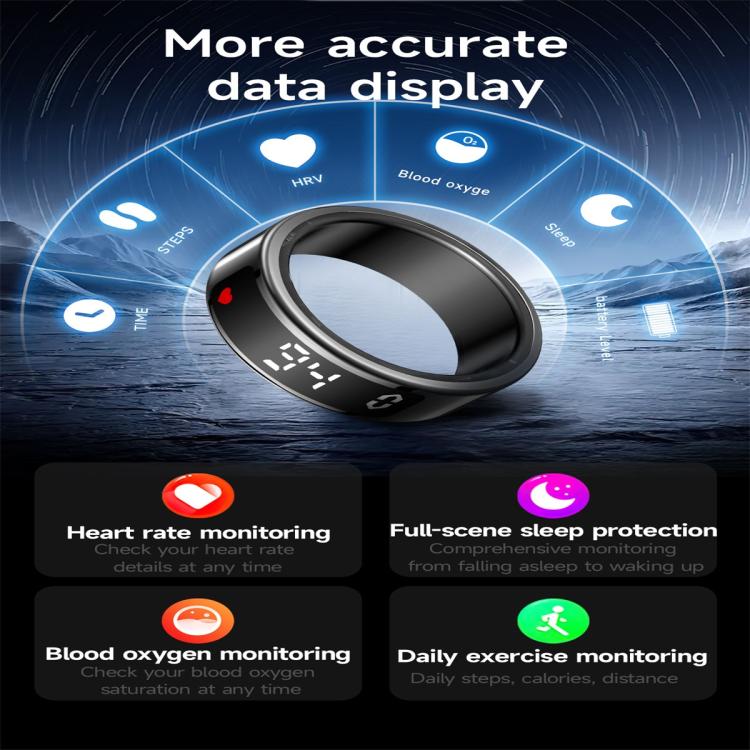SY01 SIZE 9 Smart Ring, Support Heart Rate / Blood Oxygen / Sleep Monitoring / Multiple Sport Modes(Black) by bashfashion