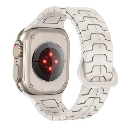 For Apple Watch 46mm / 49mm / 45mm / 44mm Steel Dragon Scale Magnetic Silicone Watch Band(Starlight Color) by bashfashion