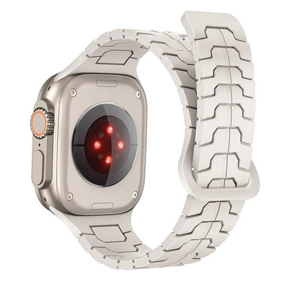 For Apple Watch 46mm / 49mm / 45mm / 44mm Steel Dragon Scale Magnetic Silicone Watch Band(Starlight Color) by bashfashion