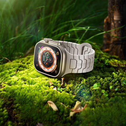 For Apple Watch 46mm / 49mm / 45mm / 44mm Steel Dragon Scale Magnetic Silicone Watch Band(Starlight Color) by bashfashion