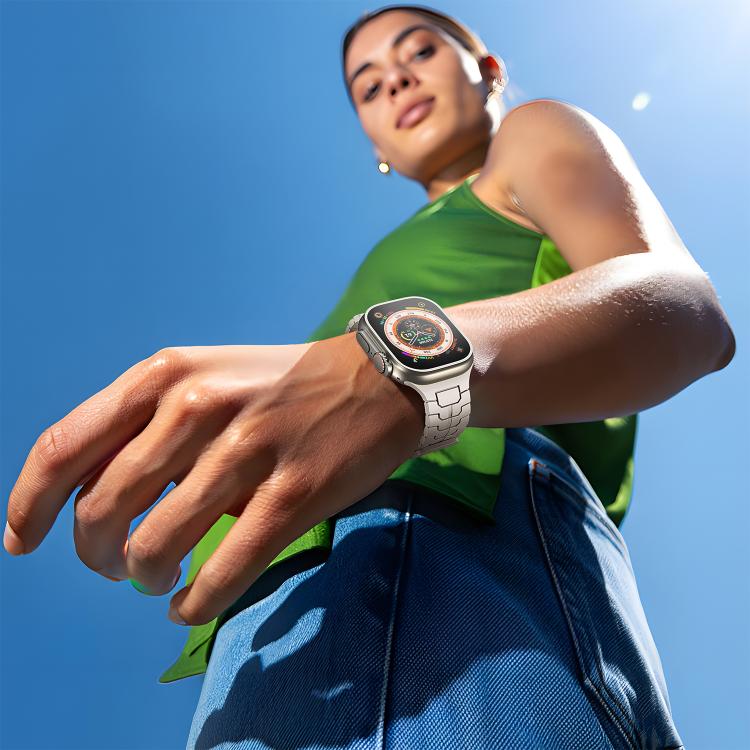 For Apple Watch 46mm / 49mm / 45mm / 44mm Steel Dragon Scale Magnetic Silicone Watch Band(Starlight Color) by bashfashion