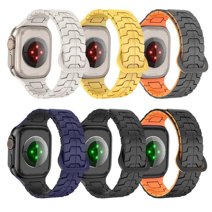 For Apple Watch 46mm / 49mm / 45mm / 44mm Steel Dragon Scale Magnetic Silicone Watch Band(Starlight Color) by bashfashion