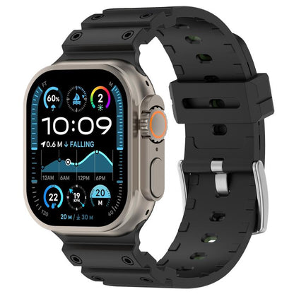 For Apple Watch 46mm / 49mm / 45mm / 44mm Diamond Texture Two-Color Silicone Watch Band(Camouflage Black Green) by bashfashion