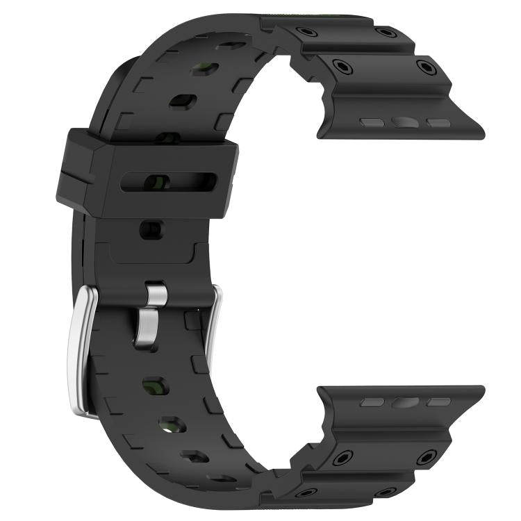 For Apple Watch 46mm / 49mm / 45mm / 44mm Diamond Texture Two-Color Silicone Watch Band(Camouflage Black Green) by bashfashion