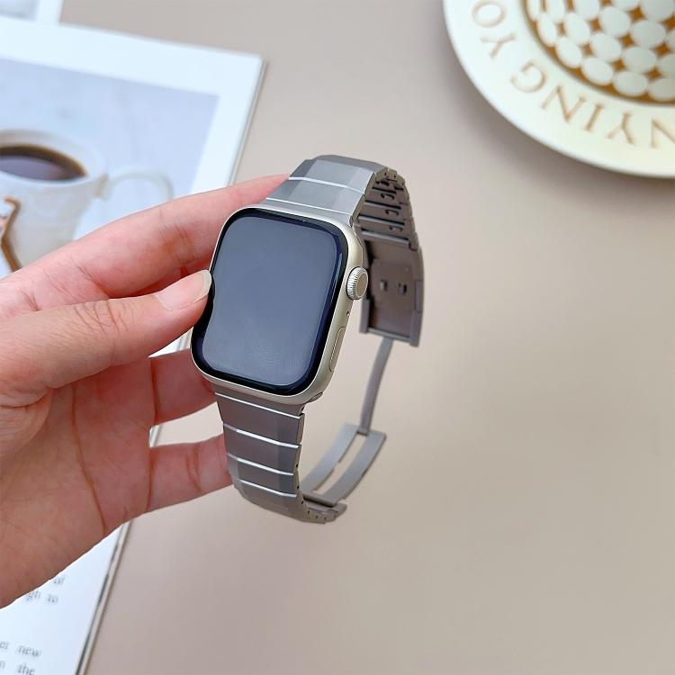 For Apple Watch 46mm / 49mm / 45mm / 44mm Curved Side Detachable Stainless Steel Watch Band(Titanium) by bashfashion