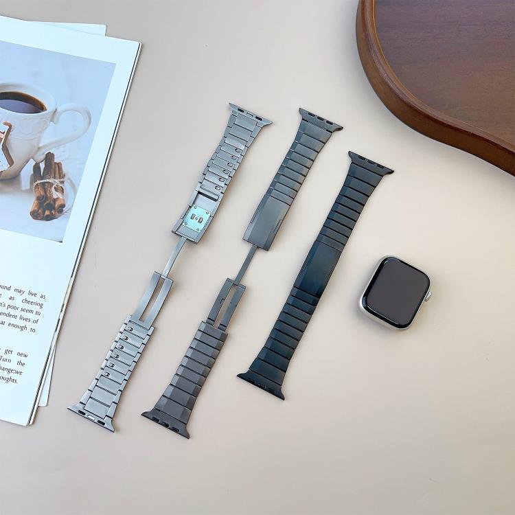 For Apple Watch 46mm / 49mm / 45mm / 44mm Curved Side Detachable Stainless Steel Watch Band(Titanium) by bashfashion