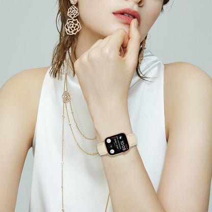 For Apple Watch 46mm / 49mm / 45mm / 44mm Lychee Texture Rose Gold Turtle Back Buckle Leather Watch Band(Pink) by bashfashion