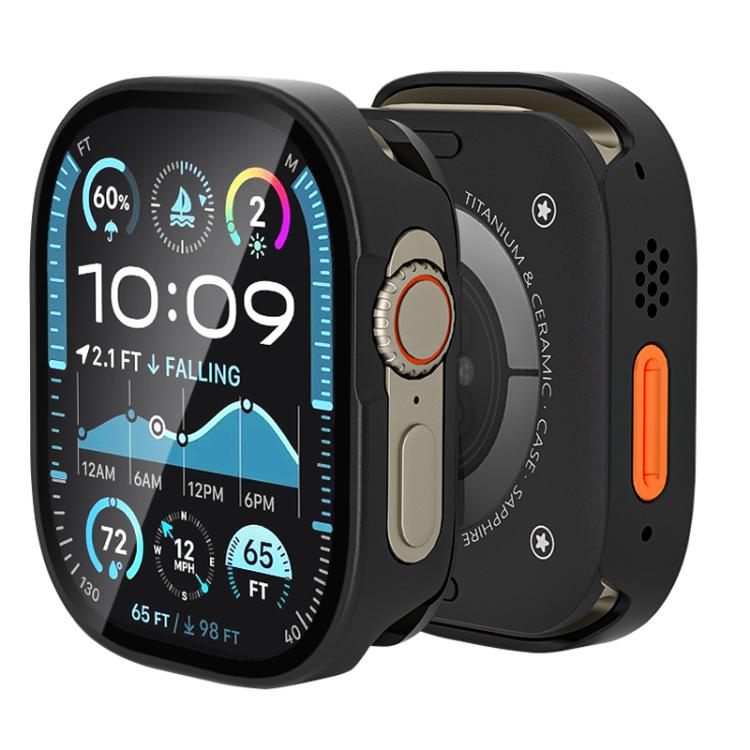 For Apple Watch Ultra 3 / 2 / 1 49mm Tempered Film Integrated Aluminum Watch Case(Black) by bashfashion