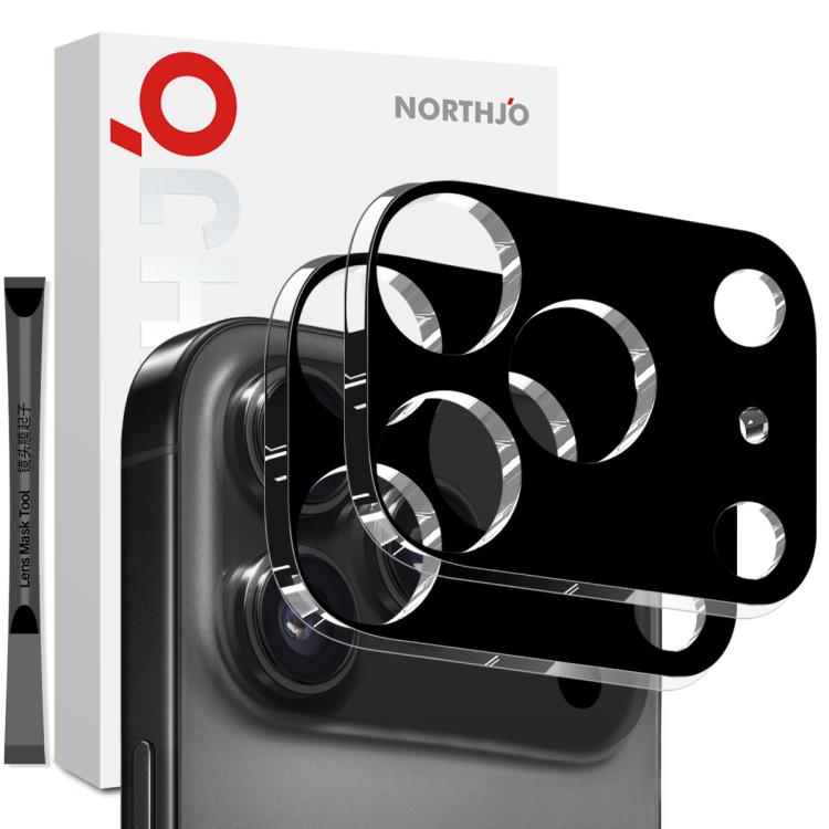 For iPhone 17 Pro 2pcs NORTHJO Camera Lens Protector 3D HD Tempered Glass Film(Black) by NORTHJO