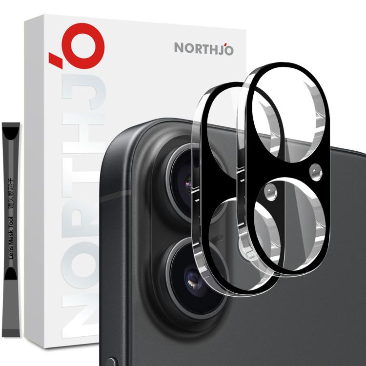 For iPhone 17 2pcs NORTHJO Camera Lens Protector 3D HD Tempered Glass Film(Black) by NORTHJO