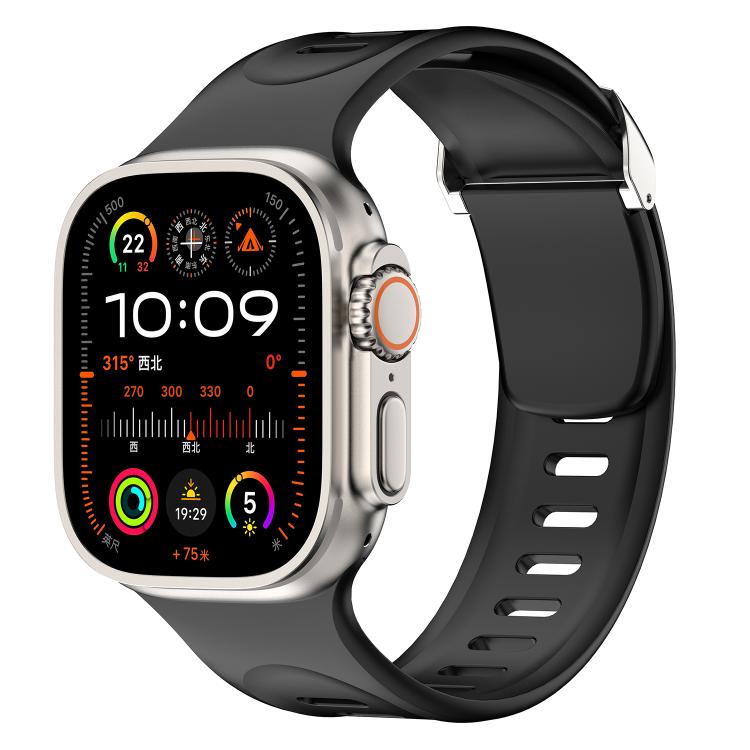 For Apple Watch 46mm / 49mm / 45mm / 44mm Explorer Silicone Watch Band(Black) by bashfashion