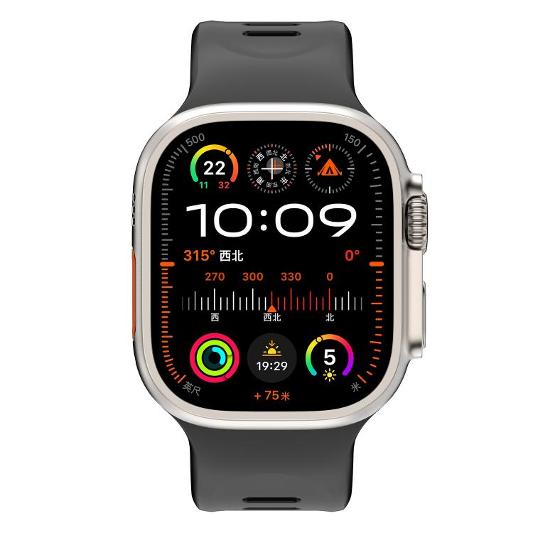 For Apple Watch 46mm / 49mm / 45mm / 44mm Explorer Silicone Watch Band(Black) by bashfashion