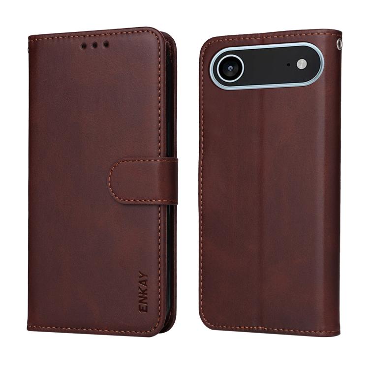 For iPhone Air ENKAY Card Wallet Calf Texture Leather Phone Case with Thickened Glue No White Edge Film(Blue) by ENKAY