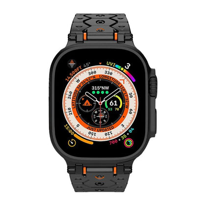 For Apple Watch 46mm / 49mm / 45mm / 44mm Octagonal Stainless Steel Watch(Black) by bashfashion