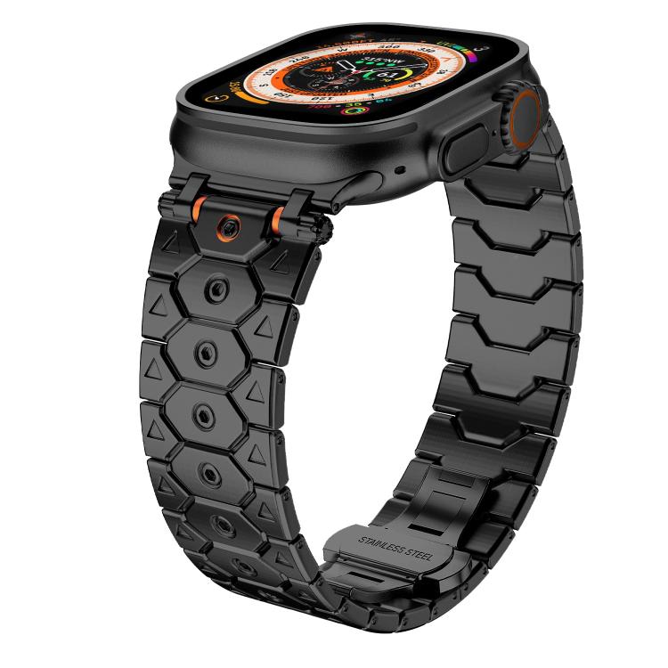 For Apple Watch 46mm / 49mm / 45mm / 44mm Octagonal Stainless Steel Watch(Black) by bashfashion