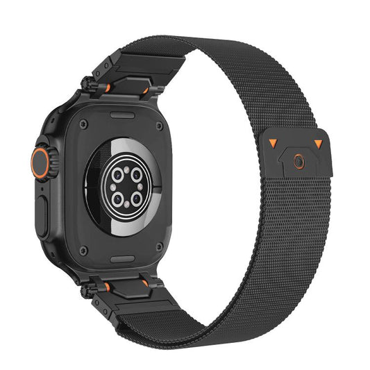 For Apple Watch 46mm / 49mm / 45mm / 44mm Milanese Steel Magnetic Watch Band(Black) by bashfashion