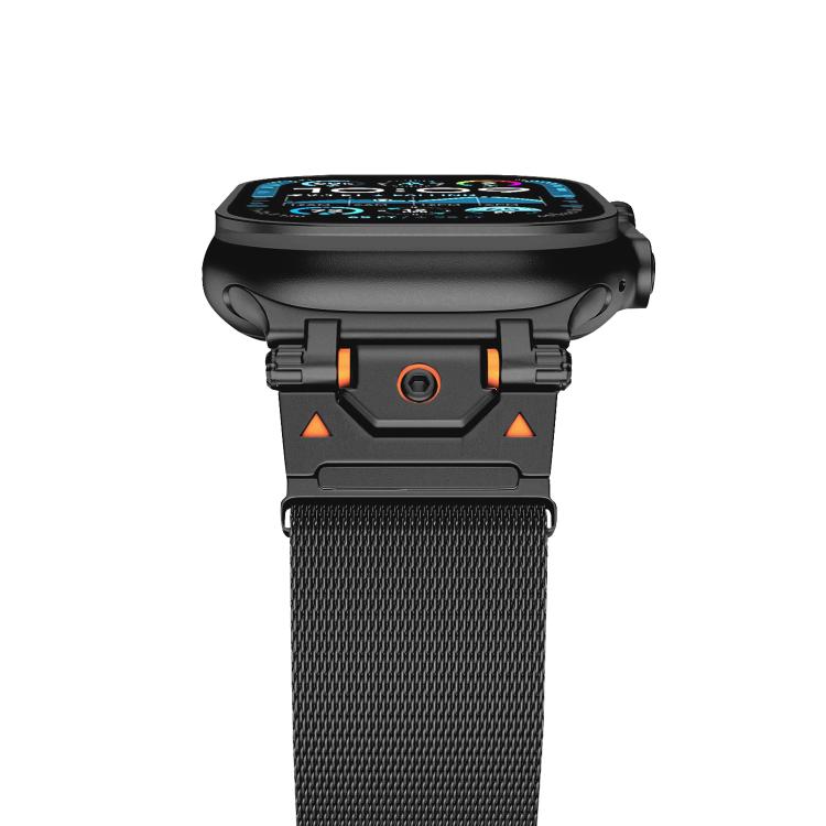 For Apple Watch 46mm / 49mm / 45mm / 44mm Milanese Steel Magnetic Watch Band(Black) by bashfashion