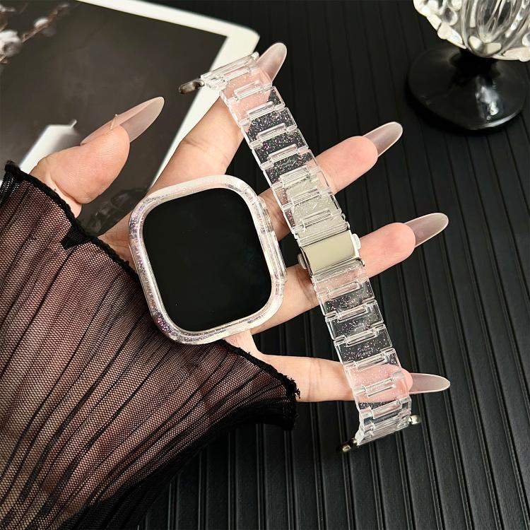 For Apple Watch Series 10 46mm Chameleon PC Case Epoxy Resin Watch Band(Color Changing Pink) by bashfashion