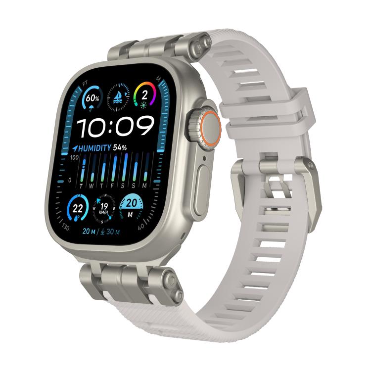 For Apple Watch 46mm / 49mm / 45mm / 44mm H016 Functional Series Twill Texture TPU Watch Band(Titanium Starlight) by bashfashion