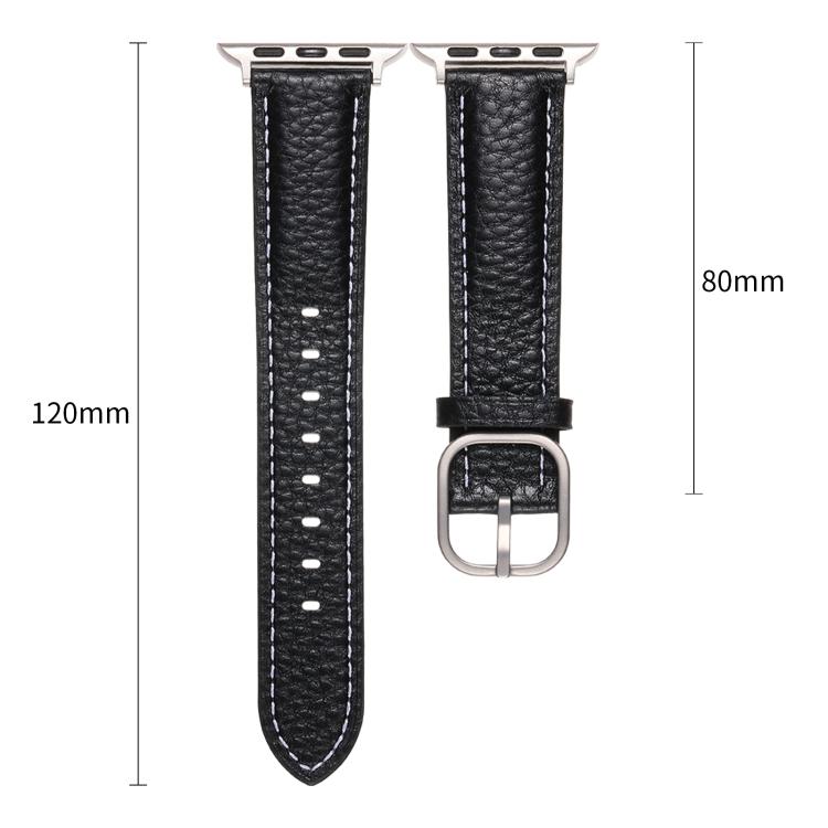 For Apple Watch 46mm / 49mm / 45mm / 44mm Square Buckle Litchi Texture Genuine Leather Watch Band(Misty Purple Khaki) by bashfashion