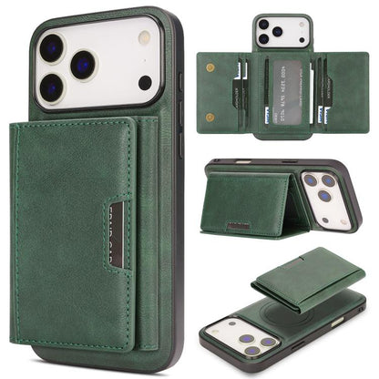 For iPhone 17 Pro Max Kalebol Strong Magnetic MagSafe Tri-Fold Wallet Leather Phone Case(Green) by Kalebol