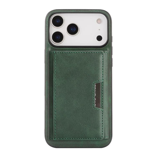 For iPhone 17 Pro Max Kalebol Strong Magnetic MagSafe Tri-Fold Wallet Leather Phone Case(Green) by Kalebol