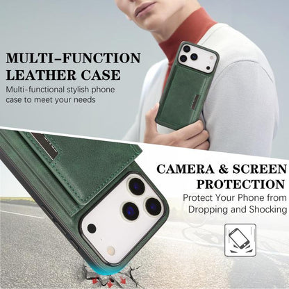 For iPhone 17 Pro Max Kalebol Strong Magnetic MagSafe Tri-Fold Wallet Leather Phone Case(Green) by Kalebol