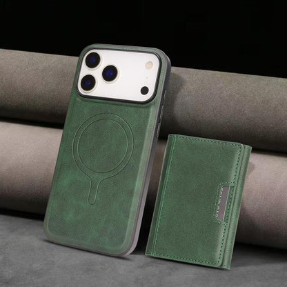For iPhone 17 Pro Max Kalebol Strong Magnetic MagSafe Tri-Fold Wallet Leather Phone Case(Green) by Kalebol