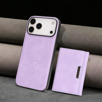 For iPhone 17 Pro Max Kalebol Strong Magnetic MagSafe Tri-Fold Wallet Leather Phone Case(Purple) by Kalebol