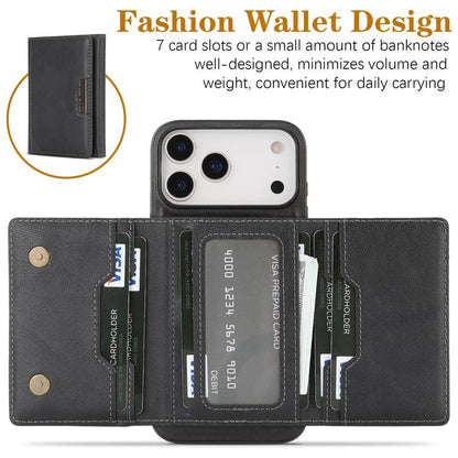 For iPhone 17 Pro Kalebol Strong Magnetic MagSafe Tri-Fold Wallet Leather Phone Case(Black) by Kalebol