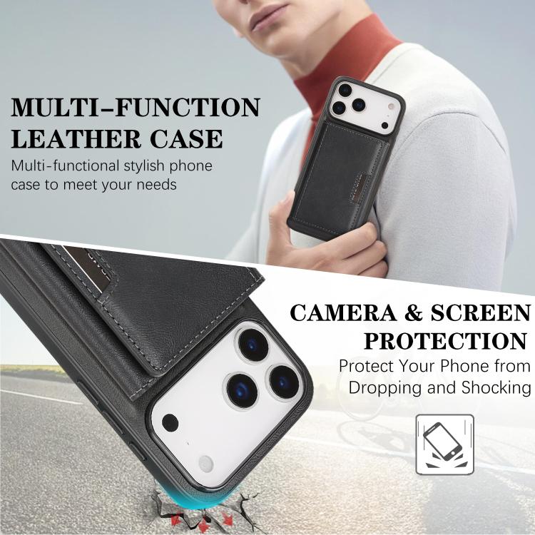 For iPhone 17 Pro Kalebol Strong Magnetic MagSafe Tri-Fold Wallet Leather Phone Case(Black) by Kalebol