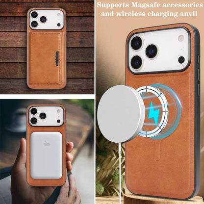 For iPhone 17 Pro Kalebol Strong Magnetic MagSafe Tri-Fold Wallet Leather Phone Case(Brown) by Kalebol