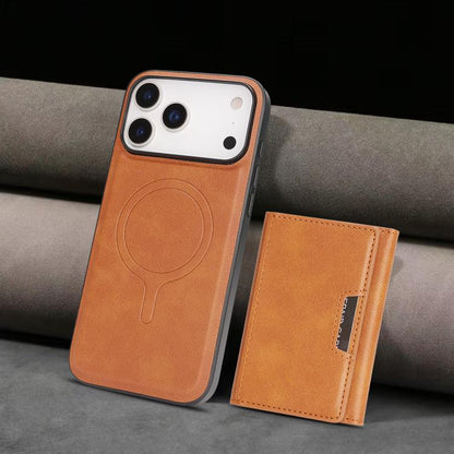 For iPhone 17 Pro Kalebol Strong Magnetic MagSafe Tri-Fold Wallet Leather Phone Case(Brown) by Kalebol