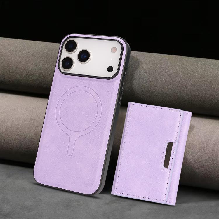 For iPhone 17 Pro Kalebol Strong Magnetic MagSafe Tri-Fold Wallet Leather Phone Case(Purple) by Kalebol