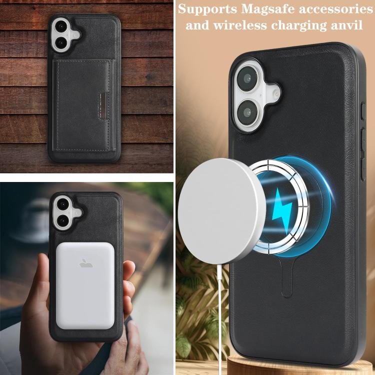 For iPhone 17 Kalebol Strong Magnetic MagSafe Tri-Fold Wallet Leather Phone Case(Black) by Kalebol