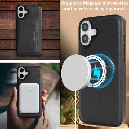 For iPhone 17 Kalebol Strong Magnetic MagSafe Tri-Fold Wallet Leather Phone Case(Black) by Kalebol