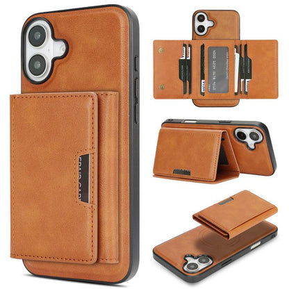 For iPhone 17 Kalebol Strong Magnetic MagSafe Tri-Fold Wallet Leather Phone Case(Brown) by Kalebol